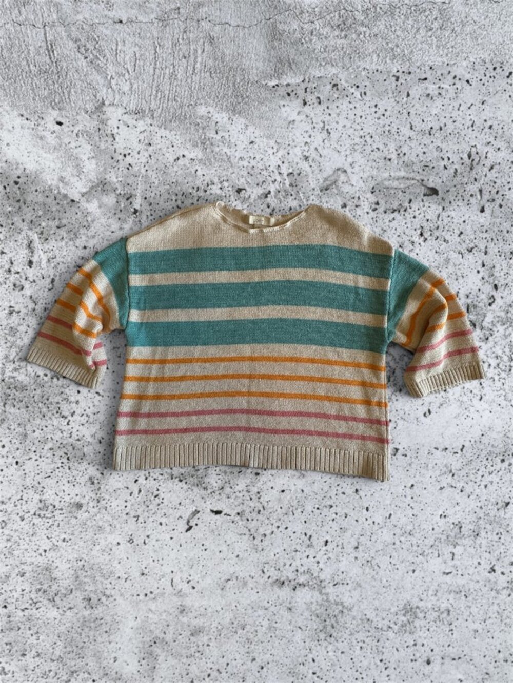 LOFT Coastal Stripe Cotton Blend Sweater Medium